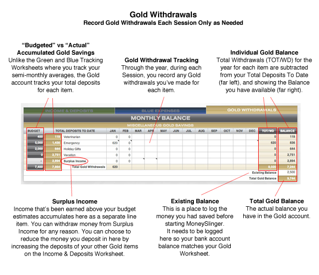 MoneySlinger Gold Worksheet Overview Budgeting & Savings Worksheet Overview